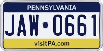 PA license plate JAW0661