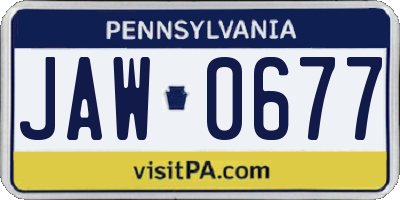 PA license plate JAW0677