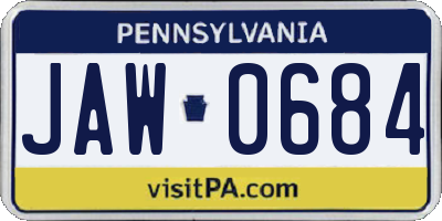 PA license plate JAW0684