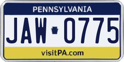 PA license plate JAW0775