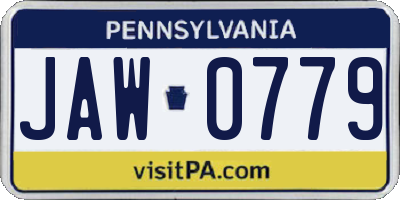 PA license plate JAW0779