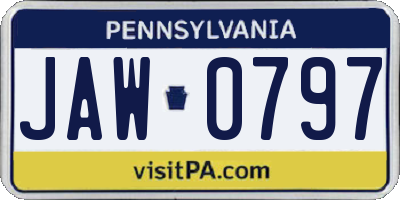 PA license plate JAW0797