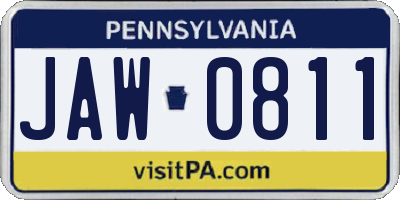 PA license plate JAW0811