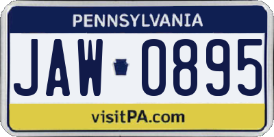 PA license plate JAW0895