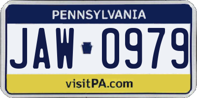 PA license plate JAW0979