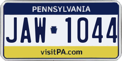 PA license plate JAW1044