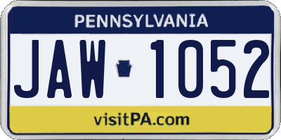 PA license plate JAW1052