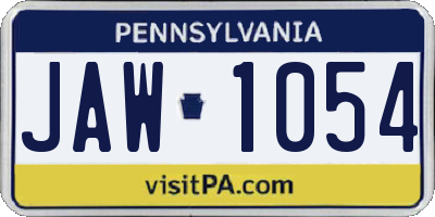 PA license plate JAW1054