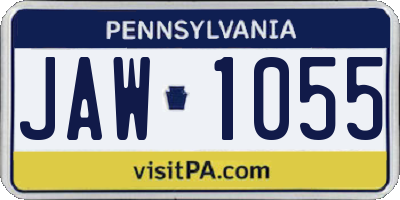 PA license plate JAW1055