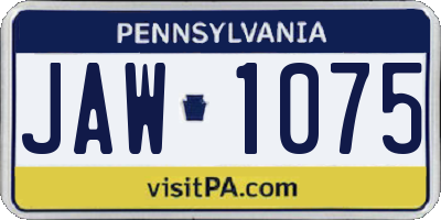 PA license plate JAW1075