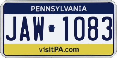 PA license plate JAW1083