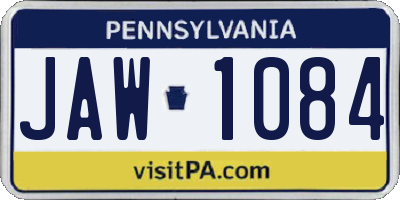 PA license plate JAW1084
