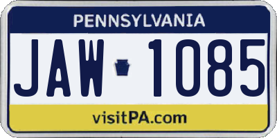 PA license plate JAW1085