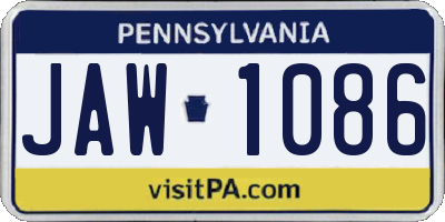PA license plate JAW1086