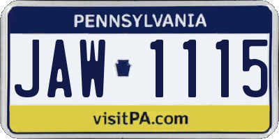 PA license plate JAW1115