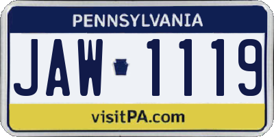 PA license plate JAW1119