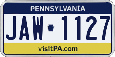 PA license plate JAW1127