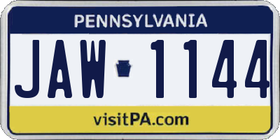 PA license plate JAW1144