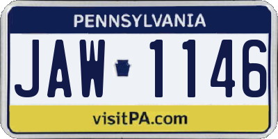 PA license plate JAW1146
