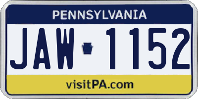 PA license plate JAW1152