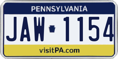 PA license plate JAW1154