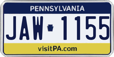 PA license plate JAW1155