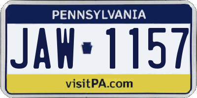 PA license plate JAW1157