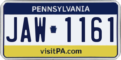 PA license plate JAW1161