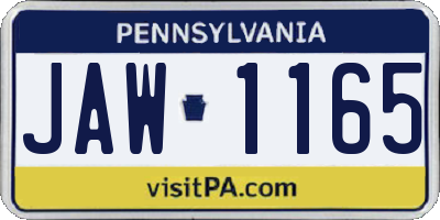 PA license plate JAW1165