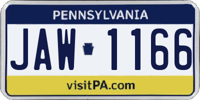 PA license plate JAW1166