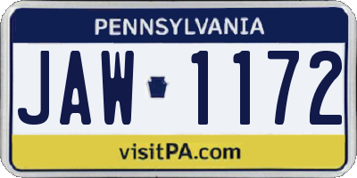 PA license plate JAW1172