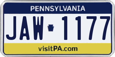 PA license plate JAW1177