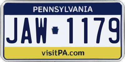 PA license plate JAW1179