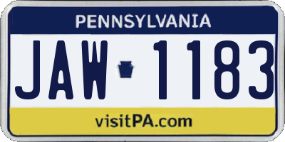 PA license plate JAW1183