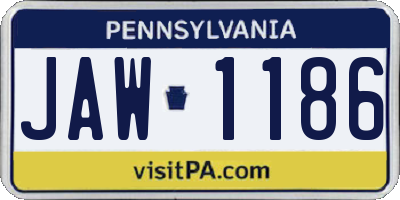 PA license plate JAW1186