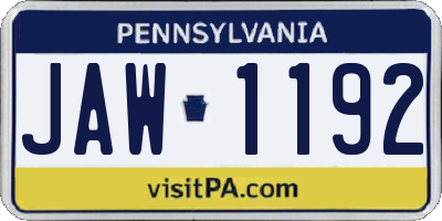 PA license plate JAW1192