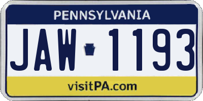 PA license plate JAW1193