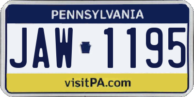 PA license plate JAW1195