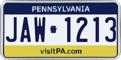 PA license plate JAW1213