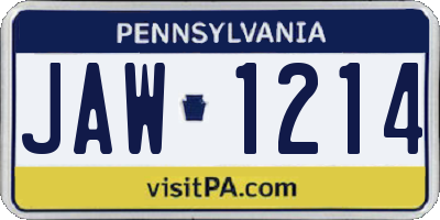 PA license plate JAW1214