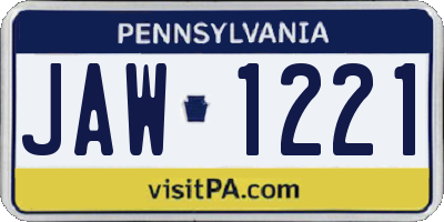 PA license plate JAW1221