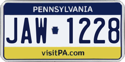 PA license plate JAW1228