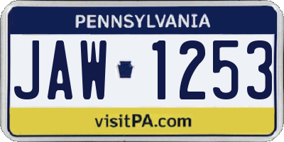 PA license plate JAW1253