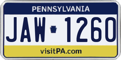 PA license plate JAW1260