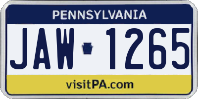 PA license plate JAW1265