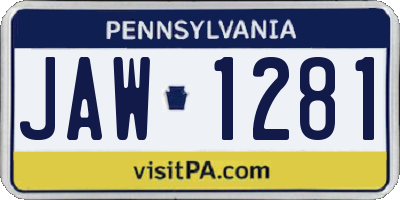 PA license plate JAW1281