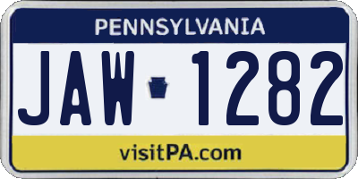 PA license plate JAW1282