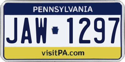 PA license plate JAW1297