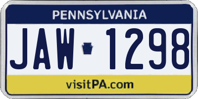 PA license plate JAW1298