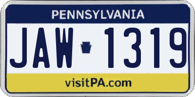PA license plate JAW1319